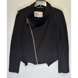 BJ  New York Asymmetrical Zip Moto Jacket Black w/Gold-Tone Zipper US 12 L (42)